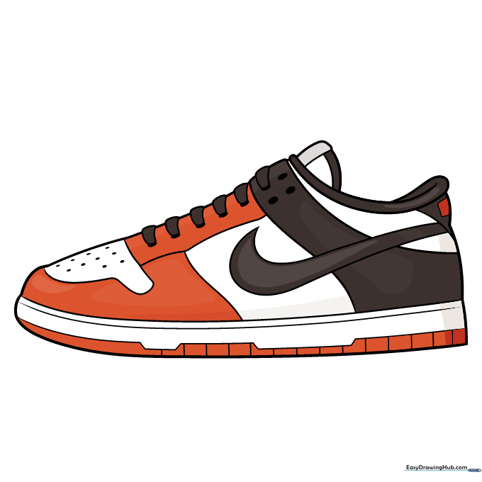 A fully colored and finished Nike Dunk sneaker drawing.