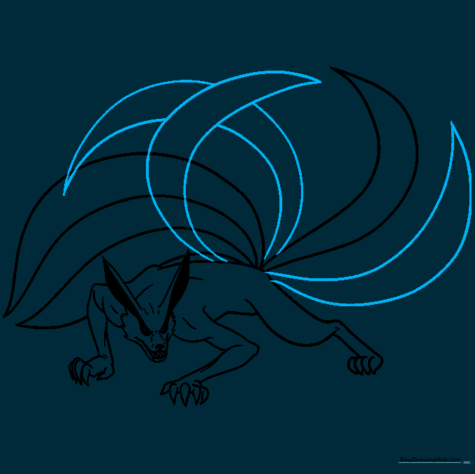 Adding three additional tails to the fox, showing how they overlap for a layered effect.