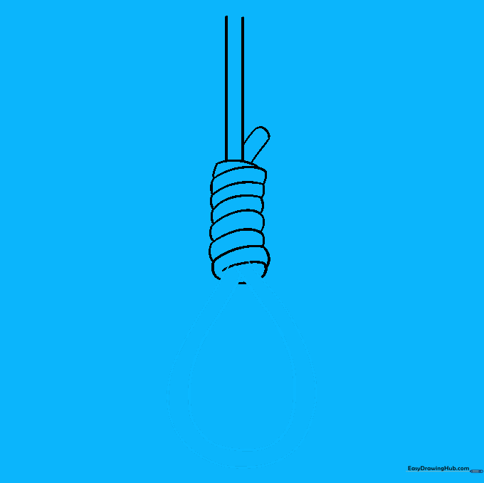 Drawing the loop at the bottom of the rope