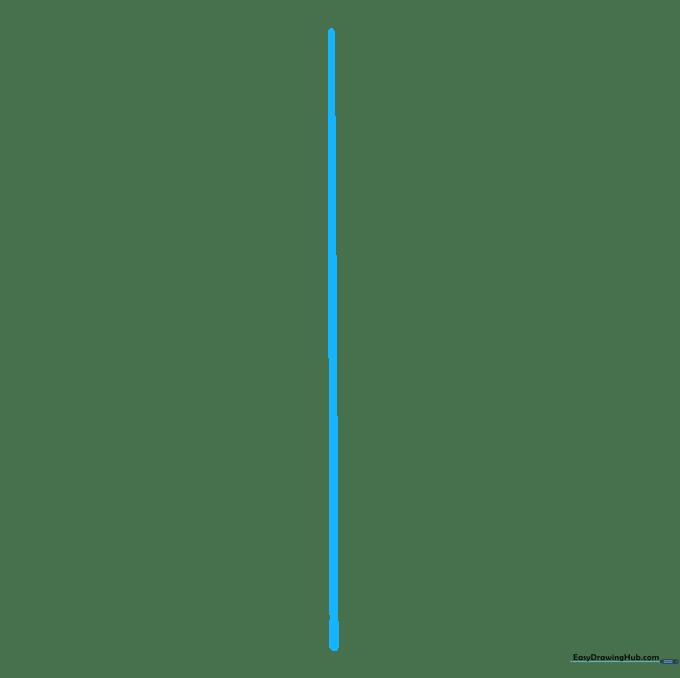 A faint vertical pencil line on white paper acting as a guide for the nose bridge.