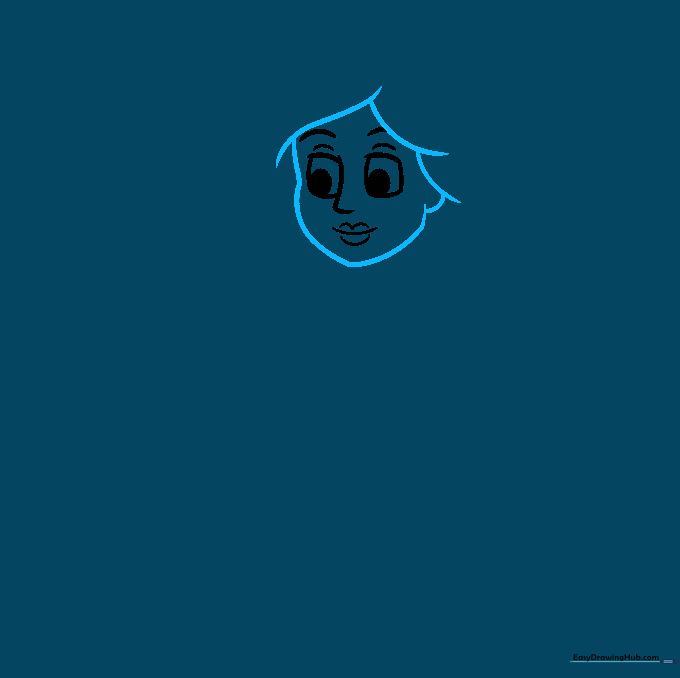Outline of the nurse's face shape including hair and ears.