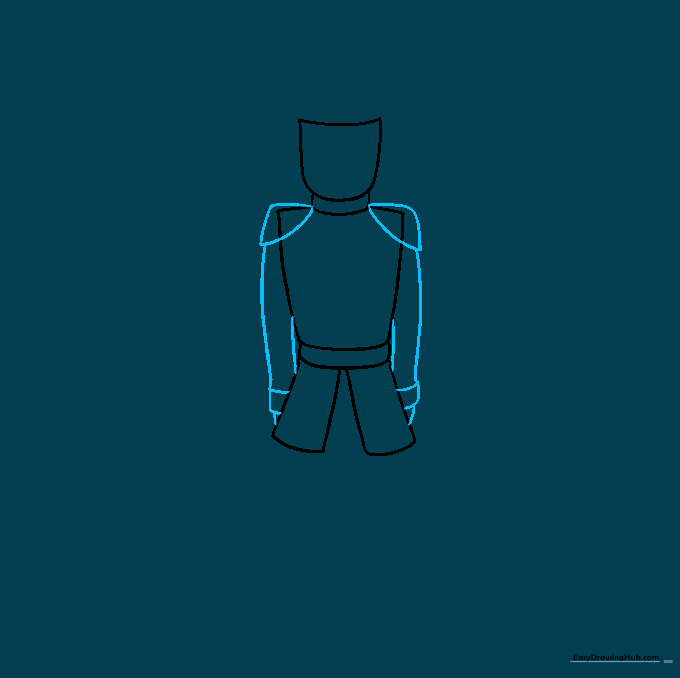 Adding shoulder decorations and arms to the nutcracker figure.