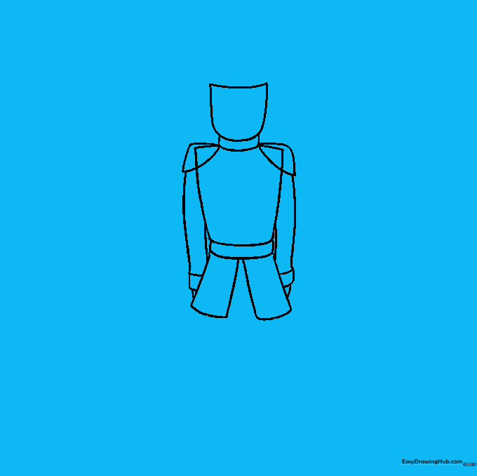 Sketching the legs of the nutcracker using a U-shape.