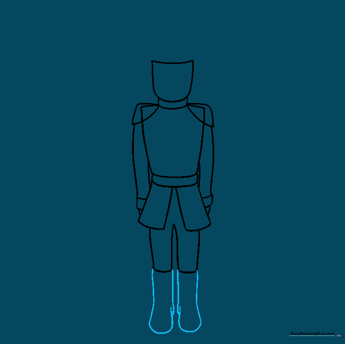 Adding boots to the bottom of the nutcracker's legs.