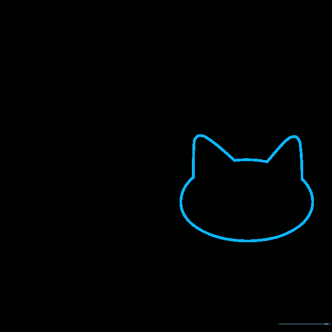 An oval head shape attached to the body with two small triangular ears on top.