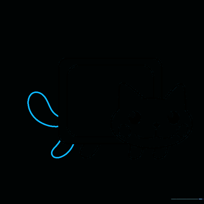 A curved loop shape attached to the rear of the cat body forming the tail.