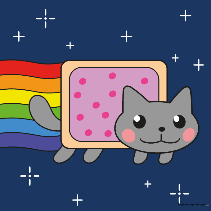 The fully colored Nyan Cat illustration with a rainbow trail and stars.