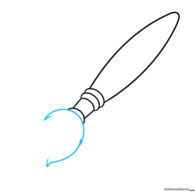 Sketching small triangles and curves to form the base of the paintbrush bristles.