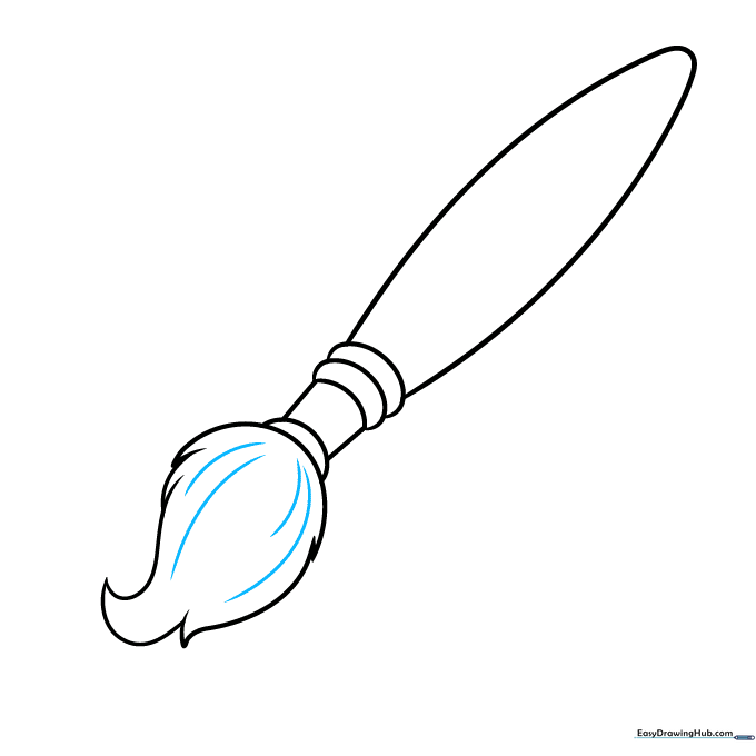 Adding curved lines within the bristle area to simulate the texture of hair.