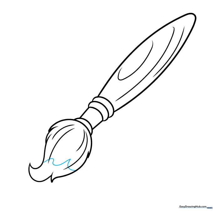 Drawing a wavy line at the end of the bristles to depict wet paint.