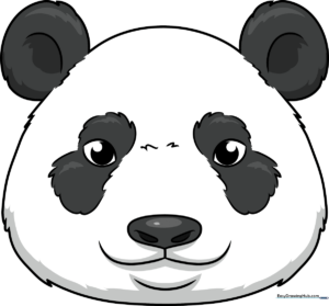 A friendly, completed panda face drawing, perfect for kids to learn from