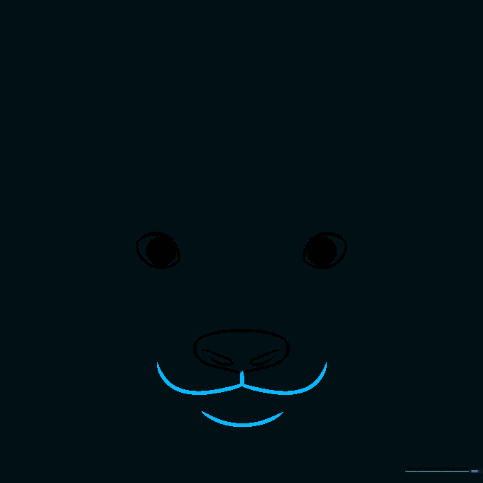 Panda mouth drawn as a wide W shape with a chin line underneath