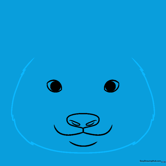 Rough outline of a panda head using short, furry-looking curved lines