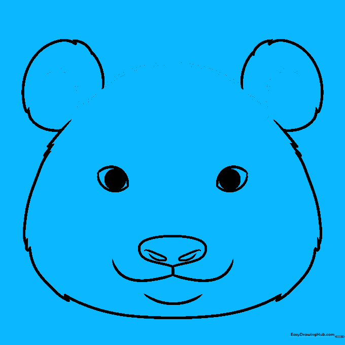Refined panda ears with inner ear detail and head connection lines