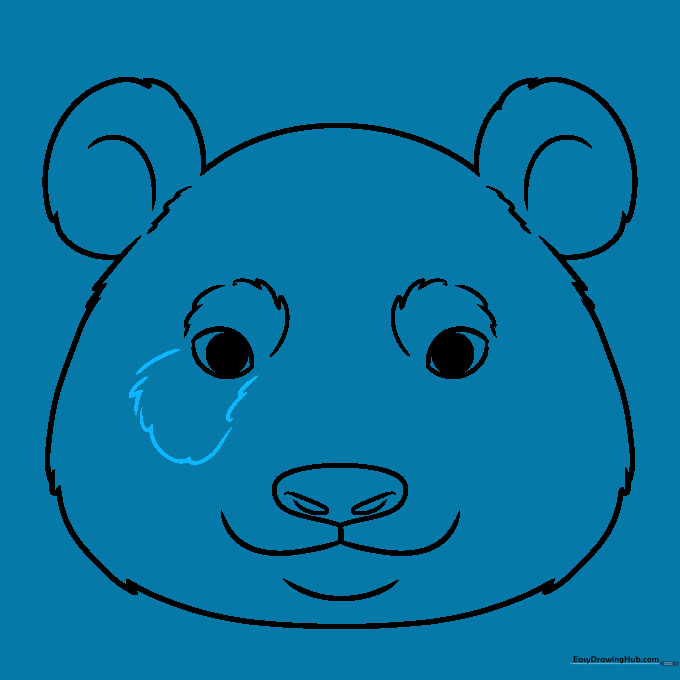 Panda face with additional fur markings added below the eye patches