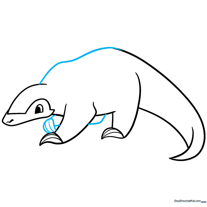 Adding the final leg and completing the body outline.