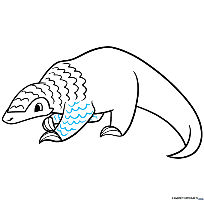 Adding scale textures to the pangolin's front legs.