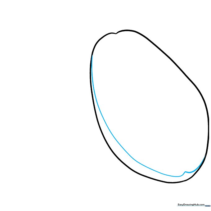 A wavy line drawn inside the papaya outline to represent the cross-section of the fruit.
