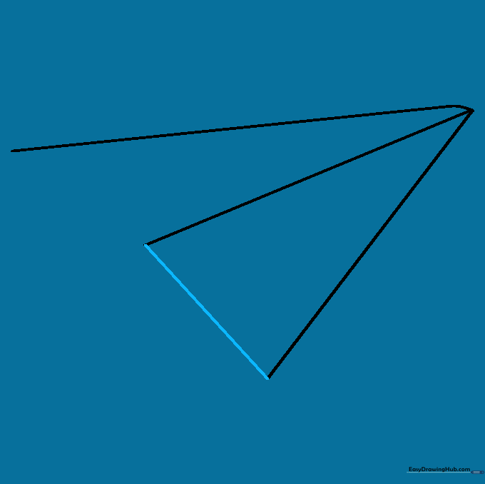 A line connecting the wing tip to the center, fully enclosing the near wing shape.