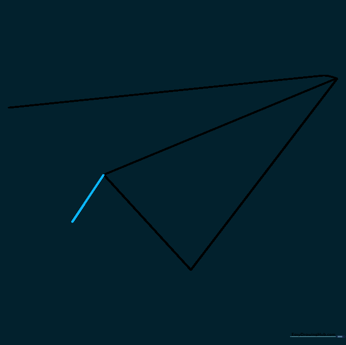 A short diagonal line added to the center to begin the side profile of the plane.