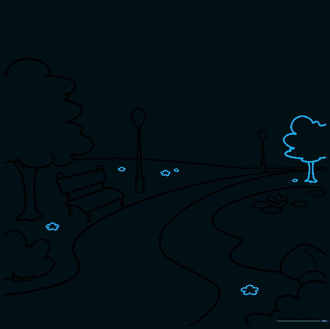 Adding small flowers to the grass and a distant tree to the horizon.