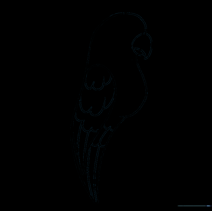 The parrot's face is now clear of guide lines, ready for eye and feather details.