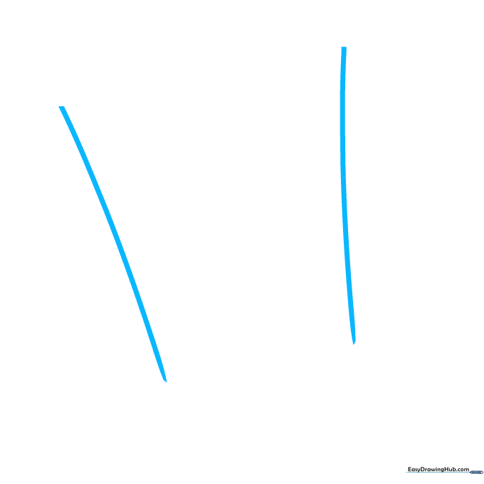 Two parallel diagonal lines sketched on paper to form the base of a top hat.