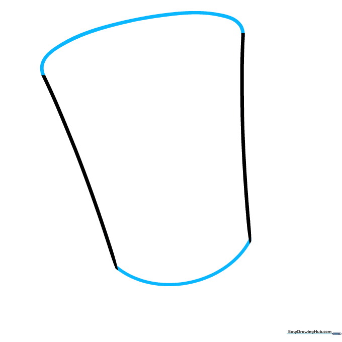 Cylinder shape created by connecting two diagonal lines with curved top and bottom edges.