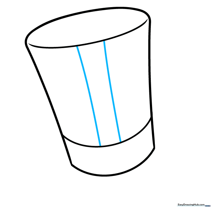 Connecting internal curves with diagonal lines to form the hat band section.