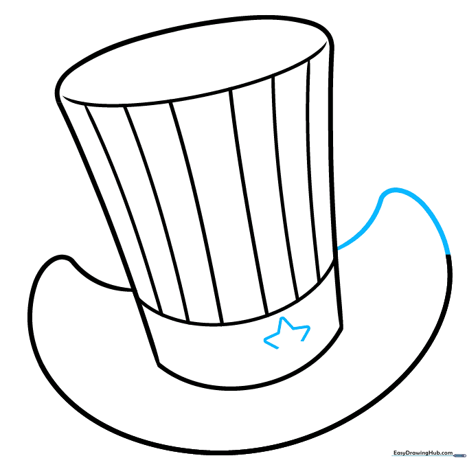 Beginning to sketch star shapes on the hat band using simple triangle geometry.