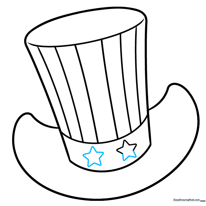 Adding final triangles to complete the star shapes on the hat band.