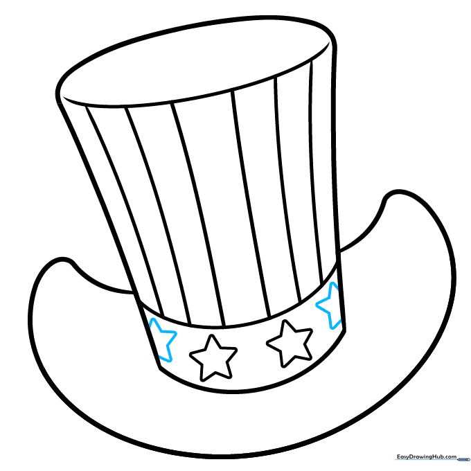 Adding partial stars to the edges of the hat to suggest depth and perspective.