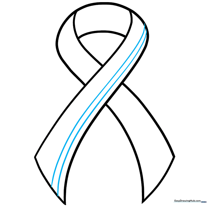 Adding decorative parallel stripes to one side of the ribbon.