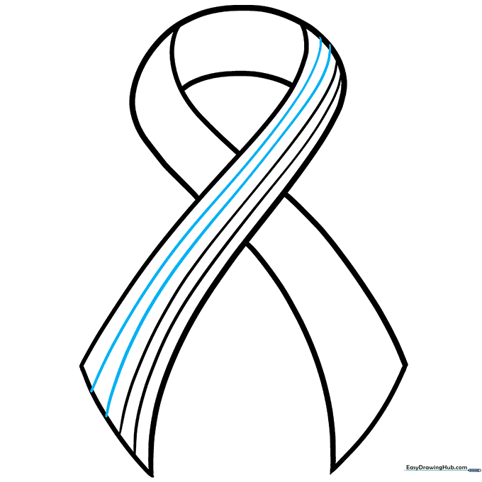 Adding more parallel stripes to complete the ribbon pattern.