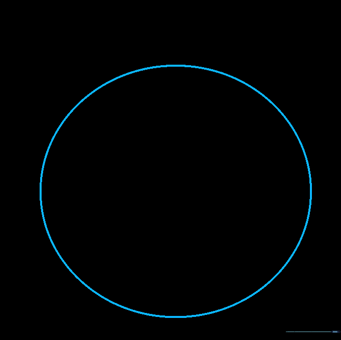 A light pencil sketch of a single circle representing the base of a peach.