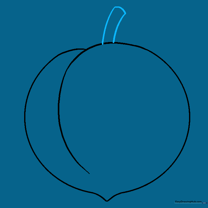 Adding a small, curved rectangular stem to the top of the peach.