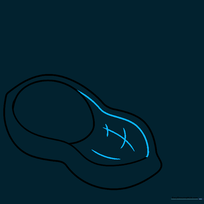 Adding interior lines and cross-hatching to define the peanut shell texture.