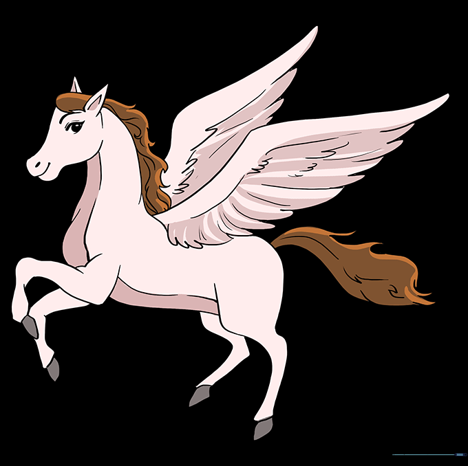 A fully colored and finished Pegasus drawing.