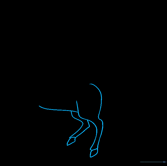 Completing the body outline and adding the rear legs.