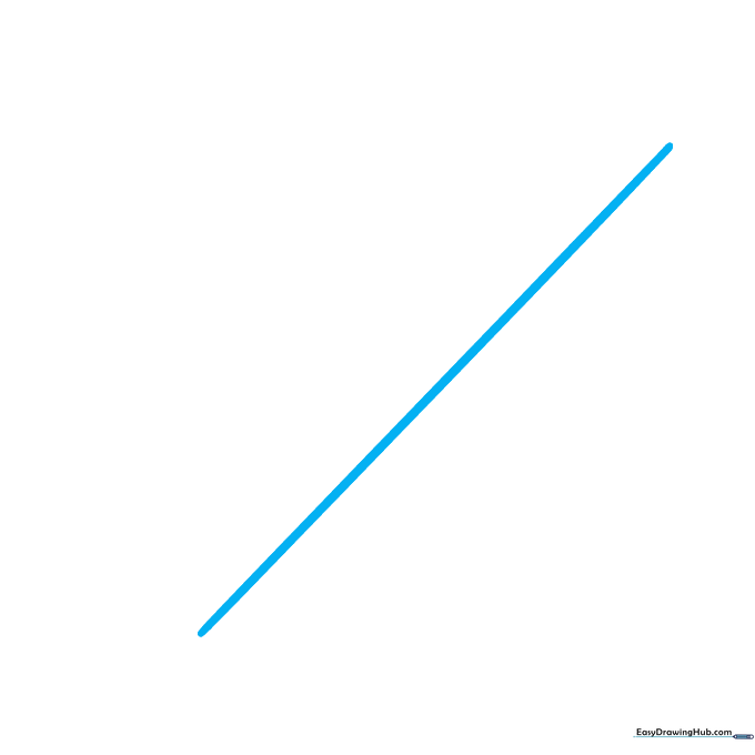 A single diagonal line drawn on white paper, serving as the starting edge of a pencil.
