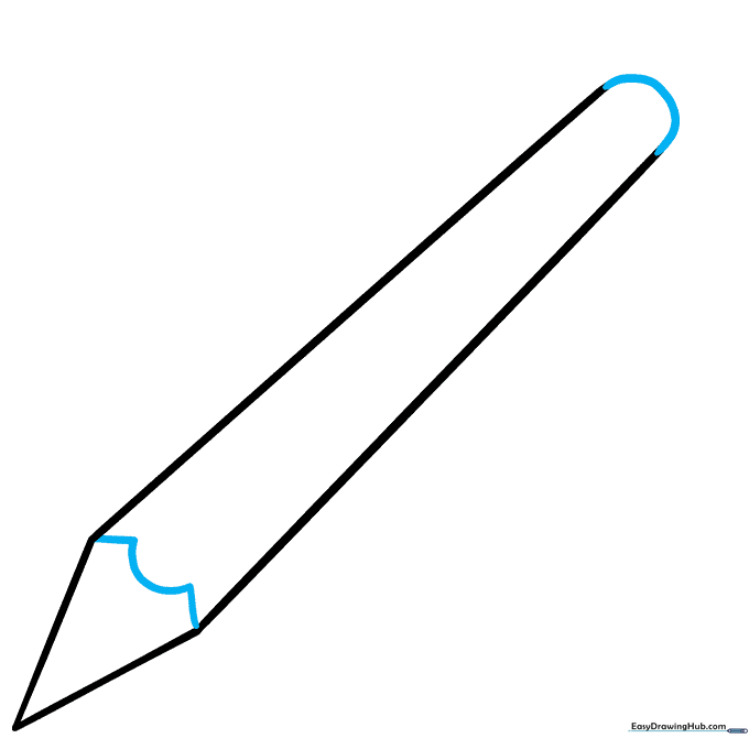 Jagged lines added to the pencil tip to represent wood shavings.