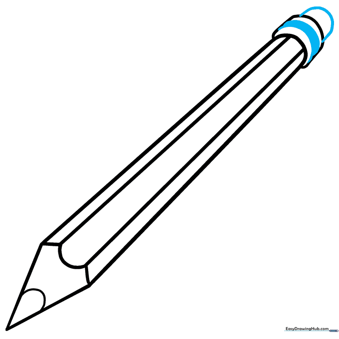 A rounded eraser added to the end of the pencil.