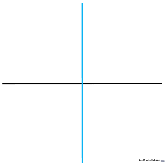 A plus sign formed by intersecting horizontal and vertical lines on paper.