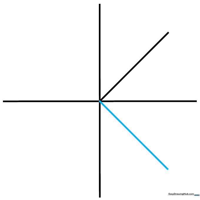 A star-like guide structure with eight lines radiating from a center point.