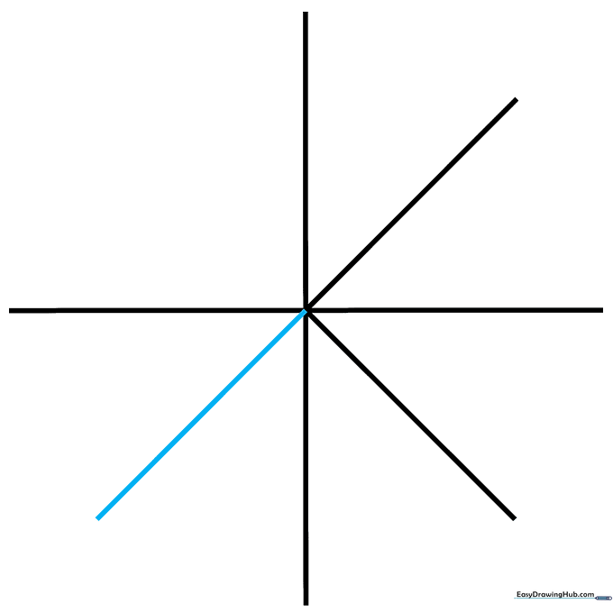 Refining the eight-pointed star guide structure on paper.