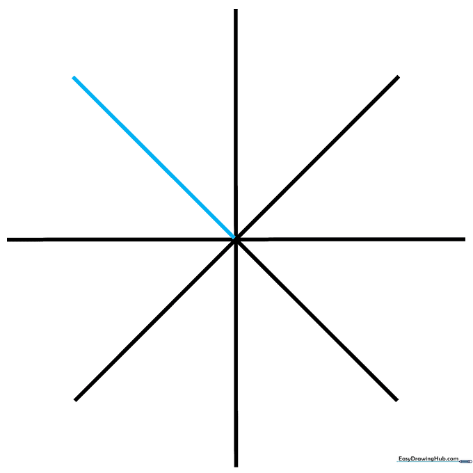 Final check of the eight-pointed star guide lines.