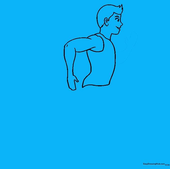 Sketch of the second arm swinging behind the runner's body.