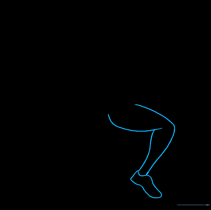 Sketch of the runner's first leg and shoe in a forward-stepping motion.