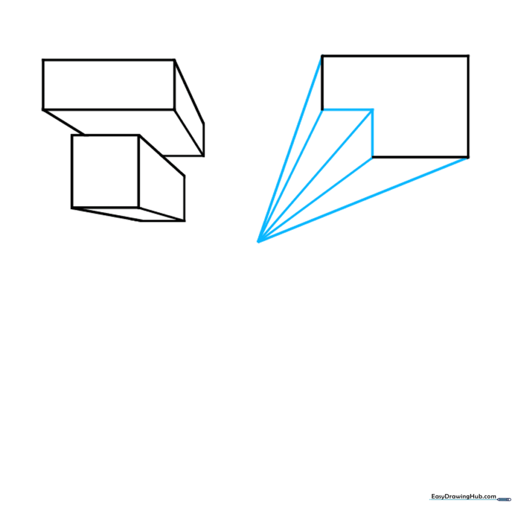 A rectangular prism with an indented corner showing depth.