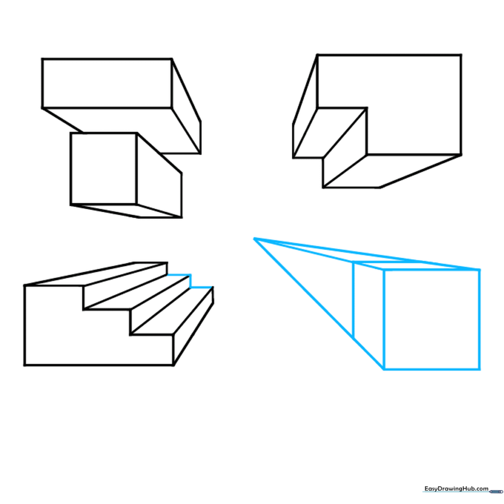 Adding a new cube to the perspective composition.